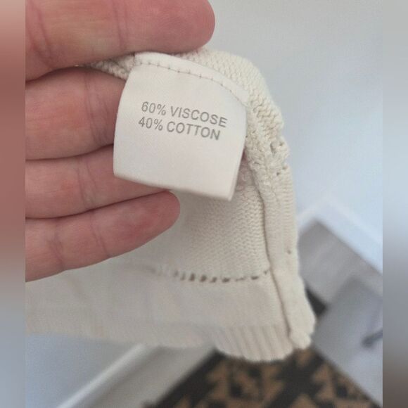 Amelie Boutik White Cotton Cardigan Open Knit Beachy Boho Festival Teacher Small - Picture 10 of 10